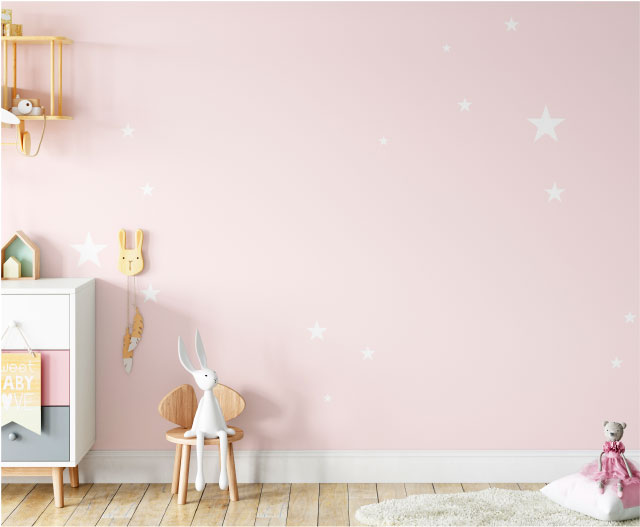 ピンクの壁紙のお部屋